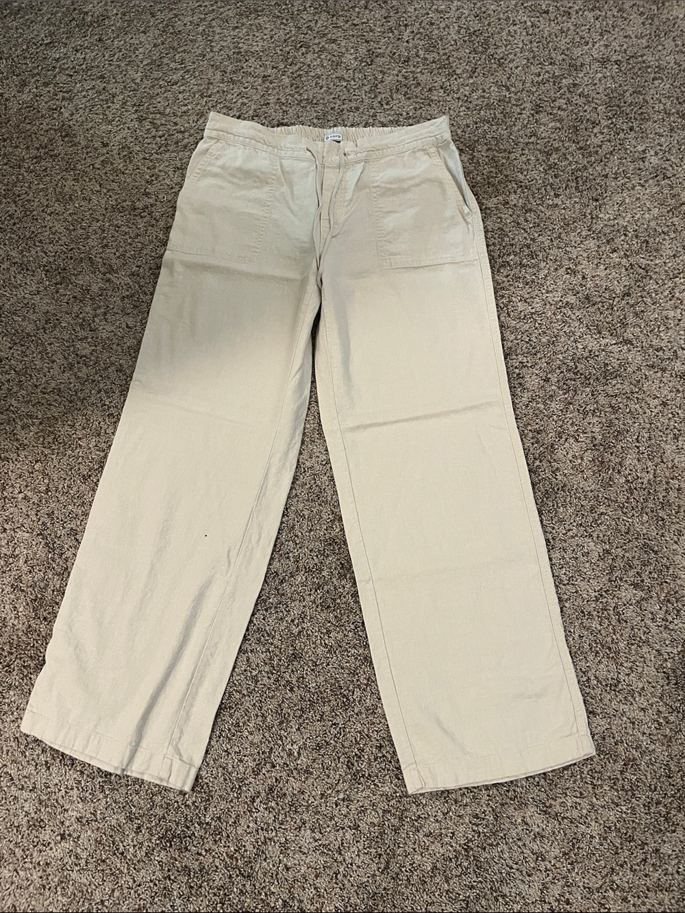Susina Cream Wide-Leg Drawstring Chinos 55% linen 45% rayon